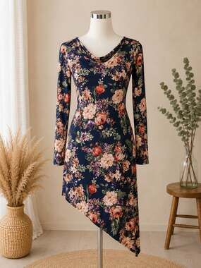 Abercrombie & Fitch Floral Asymmetrical Handkerchief Hem Dress Size M